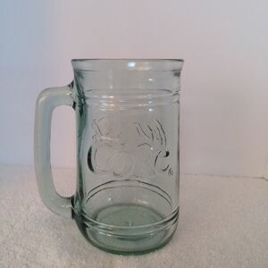 Coca Cola Embossed Glass Mug - Light Green